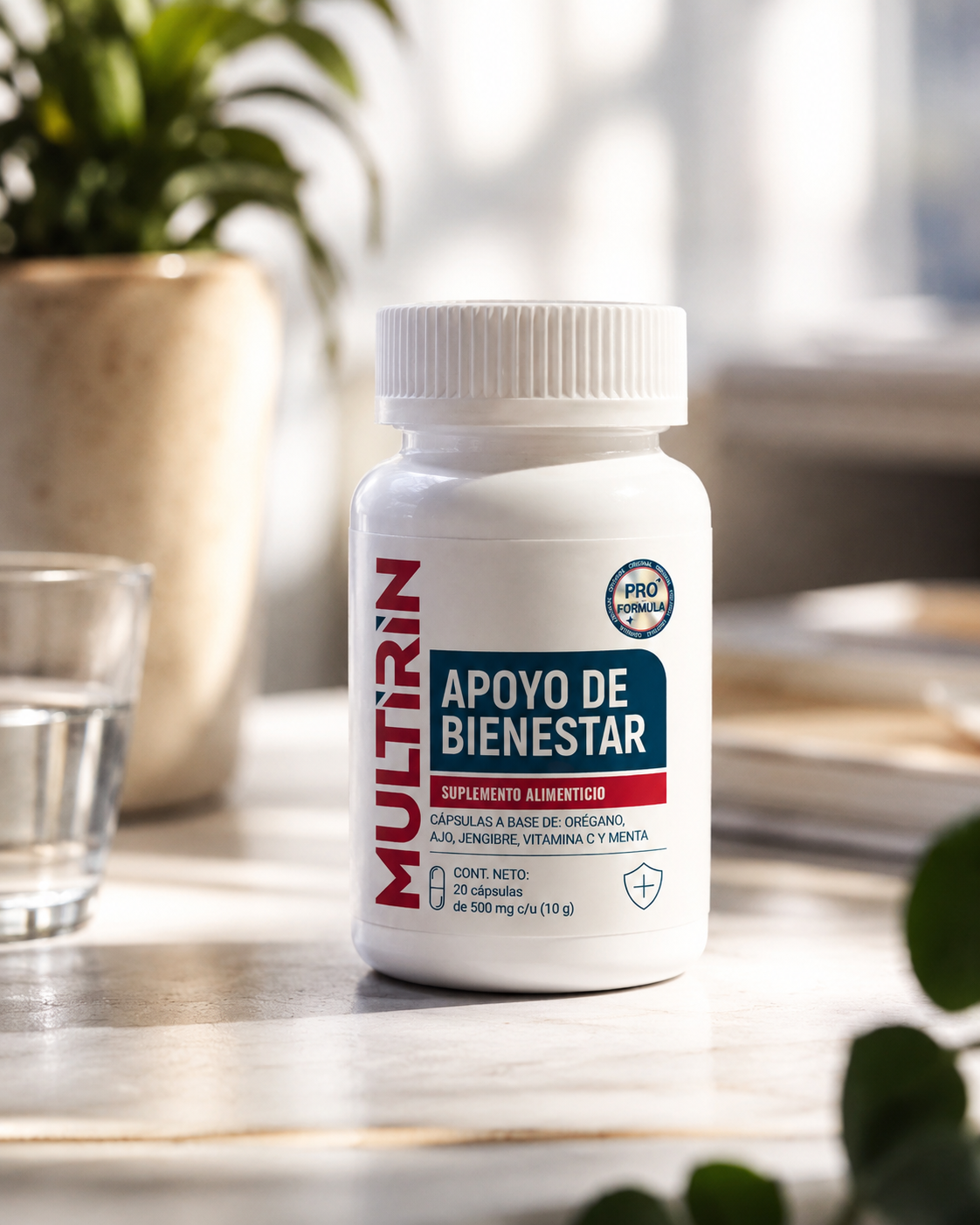 MULTRIN sobre una mesa con luz natural